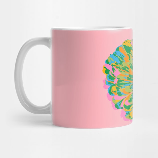 CHRYSANTHEMUMS Abstract Big Flower Summer Bright Floral - Green Blue Pink Yellow Pale Pink - UnBlink Studio by Jackie Tahara by UnBlink Studio by Jackie Tahara